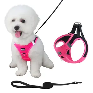 Breathable Reflective Dog Harness and Leash Set, No Choke, Dual Layer Padding, Adjustable Outdoor Vest for Small and Medium Dogs, Reflective Strip Harness, Adjustable Safety Harness, Walking Harness