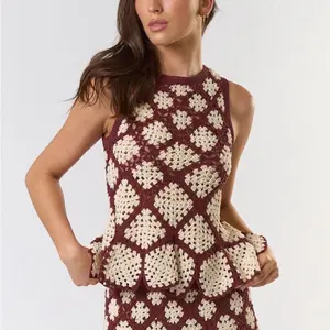 Womenswear Crochet Flared Top - Floral Sleeveless Design for Comfortable Wear perfect tshirt Summer Fit Style