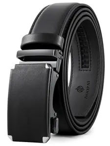 1PC Men's Automatic Buckle Belt Set - Adjustable Genuine Leather Ratchet Belt Casual Dress Belt for Comfort and Durability, Perfect for Work and Gift Giving