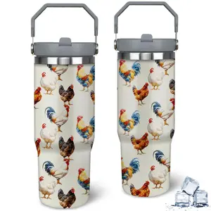 One 30 oz egg lover cup, stainless steel cup with handle, insulated egg themed travel cup, perfect gift for women, moms, wives, birthdays, Christmas, Valentine's Day Stainless Steel Rooster Tumbler Stranger Things Insulated cecily bauchmann water bottles