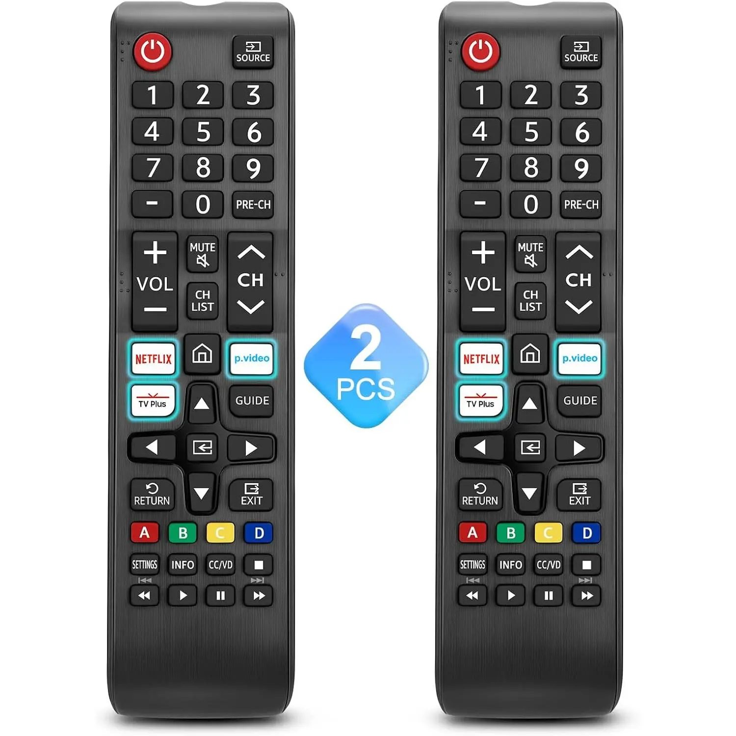 L-RDC009 Universal Samsung TV Remote Control Replacement (Pack of 2) - 40ft Range, 150000 Clicks, Compatible with Samsung Smart, Frame, QLED, LED 7 Series TVs, Audio & Video Accessories, Effortlessly Access Popular Apps
