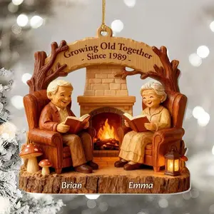 Personalized Couple Ornament, “Growing Old Together Since” Christmas Keepsake, Custom Name Holiday Gift for Husband & Wife, Romantic Anniversary Ornament, Cute Festive Couple Decoration
