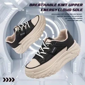 Women's fashion platform sneaker, casual lace up low-top height sneaker, comfortable outdoor walking shoes