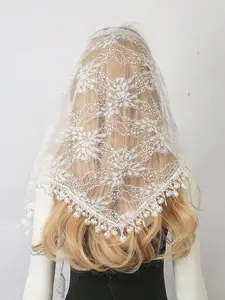 Women's Solid Color Embroidered Hollow Lace Tassel Triangle Scarf, High-End Lace Headscarf, Elegant Decor Shawl Valentine's Day, Beach Atmosphere Photo Upgrade Triangle Scarf, All Seasons
