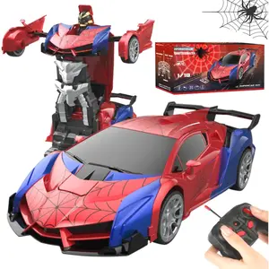 Transforming Rc Cars Toys for Boys 4-7 8-12 2.4Ghz Remote Control Car Transform Robot 1:18 Scale One-Button Deformation 360° Rotation Car Toy