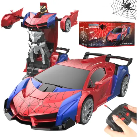 1:18 Scale 2.4GHz Remote Control Car - Crash-Proof ABS Plastic RC Model Car with 2 Deformation Modes, 1-Button Transformation, 360° Rotation, Cool Gifts for Kids, Indoor Toy for 3-12 Year Old Boys, Handles Wild Races