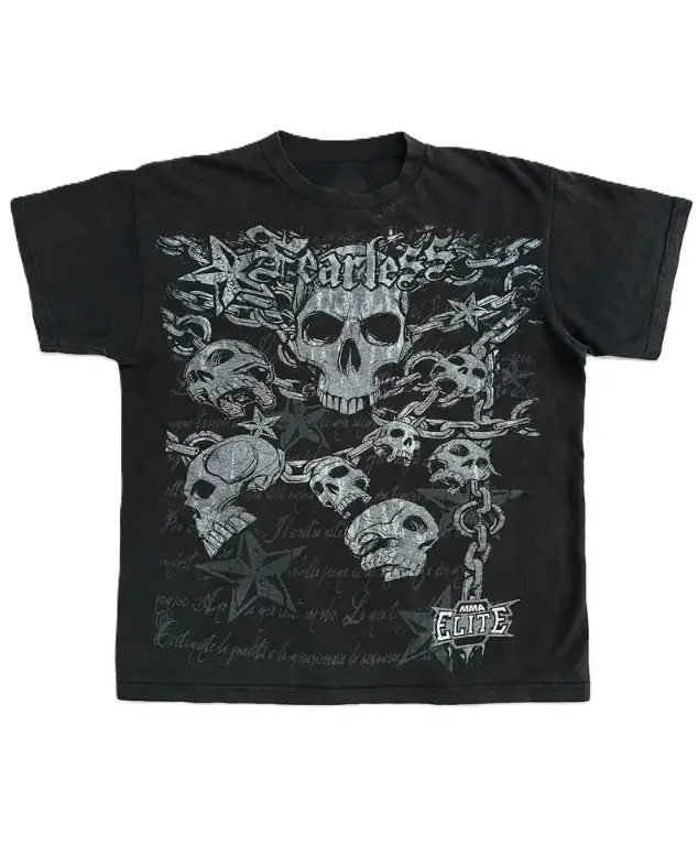 Y2K Retro Futuristic Graphic T-Shirt - Black Edgy Skull & Flame Print Streetwear Tee, Hip Hop T Shirt, Street Style Clothing, Animeinspired Print, Womenswear Menswear Top Underwear Tshirt Cotton Soft