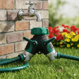 Dual Spray Nozzle Garden Hose Splitter Valve: Adjustable Water Flow Control for Lawn Irrigation, Durable & Leak-Proof Outdoor Faucet Connector, Essential Gardening Tool, Adjustable Watering System, Sprayer Nozzle