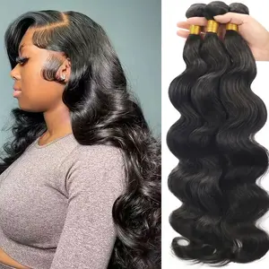 【Gefily】12A 3/4 Bundles Virgin Hair Body Wave Bundles Indian Hair Weaving Natural Black 16-34 Inch Raw Hair Extensions Budget-friendly