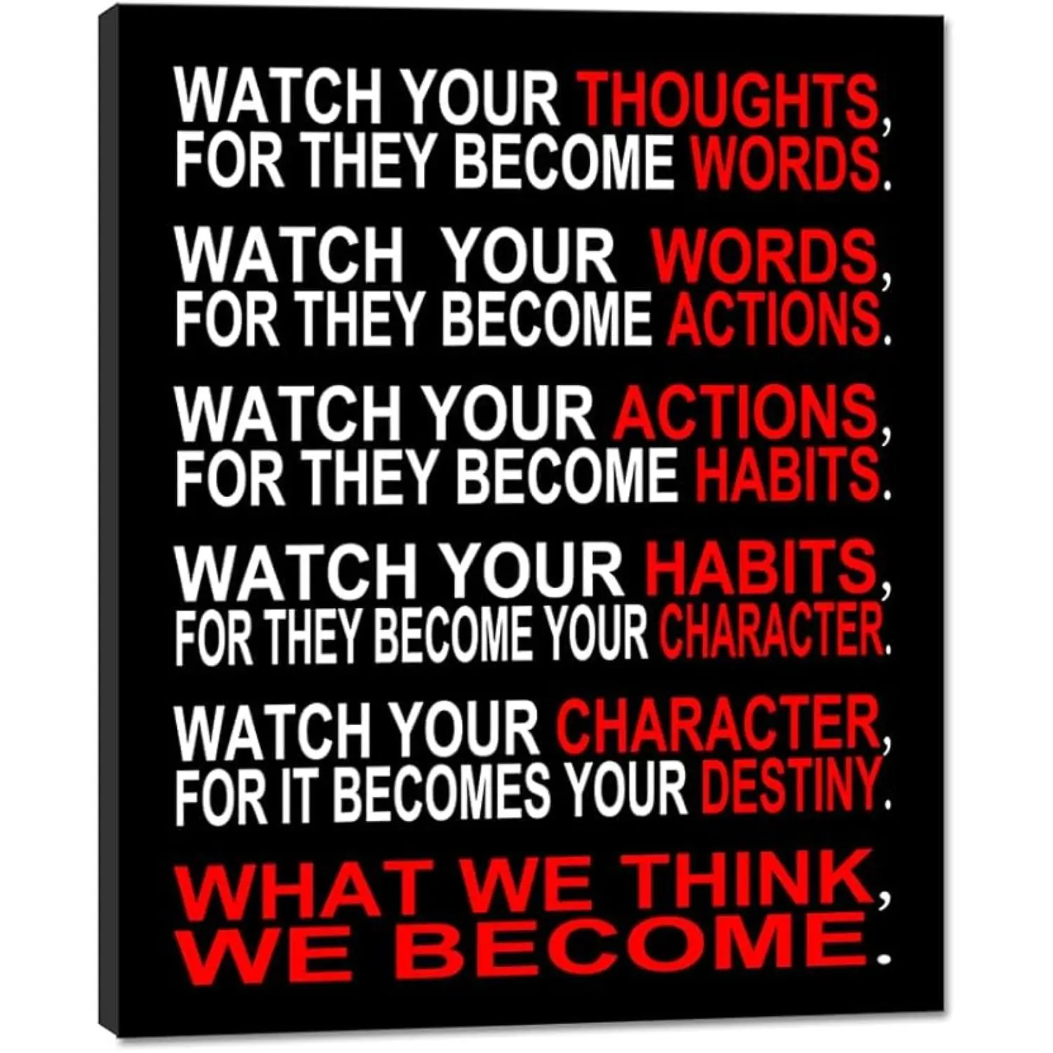 Pyradecor Watch Your Thoughts Motivational Classroom Poster Modern Canvas Prints Wall Art Paintings Ready to Hang for Office Living Room Home Decorations Stretched Pictures Artwork