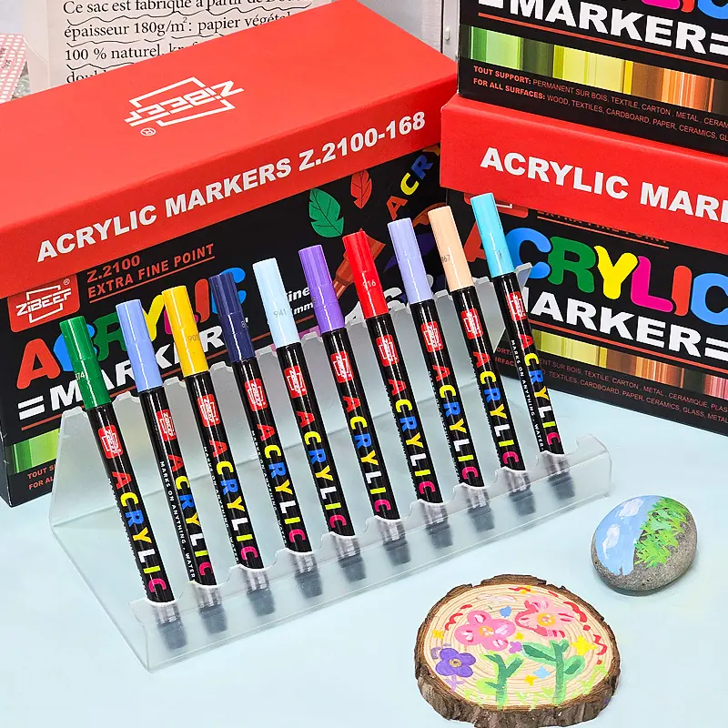 Acrylic Markers Set, 120 Colors Boxed, Ideal for Stone Wood Metal Glass Ceramic Canvas Calligraphy, Perfect for Christmas Halloween Art Creations!