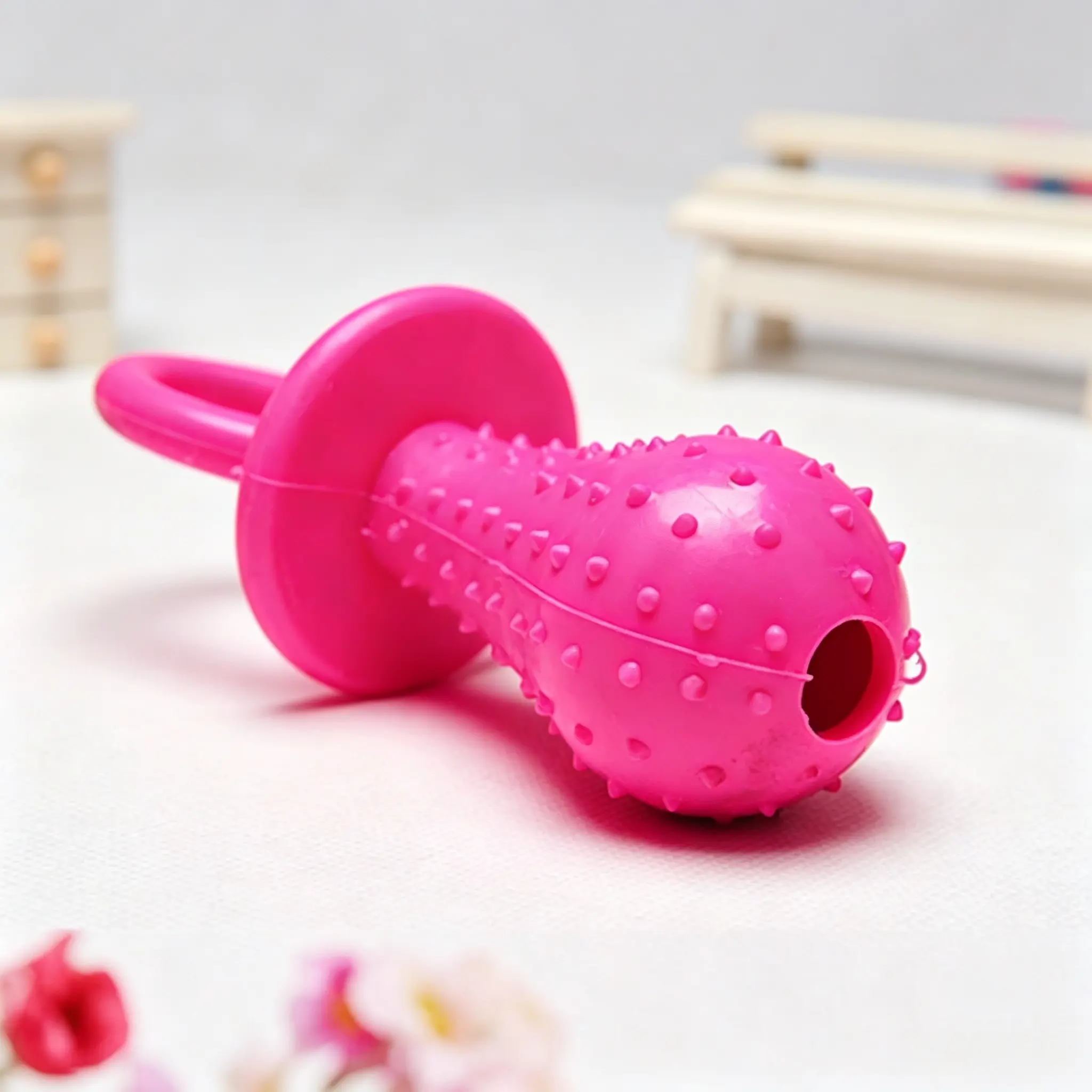 Dog Pacifier Chew Toys, 3-Piece Bell-Shape Puppy Teething Aid with Moderate Bell-Shaped Design, Bite-Resistant Rubber for Correcting Destructive Chewing & Promoting Normal Teeth Development in Supervised Game Activities