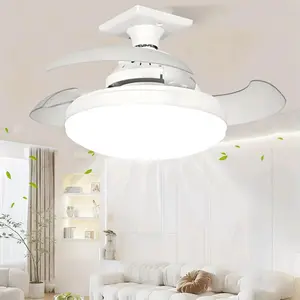2 in 1 Fan Light with Remote Control, E26/E27 Compact Ceiling Fan with Light, 3 Color Dimmable, LED Bulb Fan, Ceiling Light, Easy to Install Screw-in E26/E27 Base for Bedroom Kitchen Garage Living Room