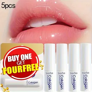 5pcs collagen lipstick, moisturizing and nourishing lip care, hypoallergenic, glossy surface, suitable for autumn and winter lip care, ideal Valentine's Day gift, lip care necessities, Glossy lip balm