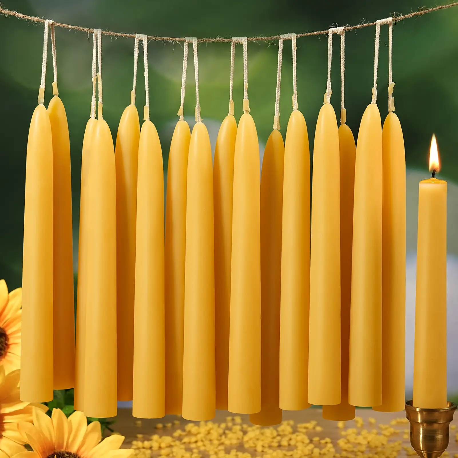 Set of 6 Pure Beeswax Conical Candles, 8 Inch Smokeless Wax Candles, Unscented Candles, Relaxation Candles, 8 Hours Burning Time, Ideal for Home Prayer, Household Decor, Christmas & Gifts, Pack, Decoration, Decorative candle