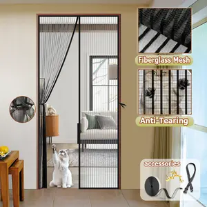 [Magnetic Closure Screen Door] Heavy Duty Fiberglass Mesh, Self-Sealing & Tear Resistant, Easy Assembly, Summer Prevents Insects, Suitable for Bedroom, Kitchen, Dining Area, and Balcony - Modern Door Screen
