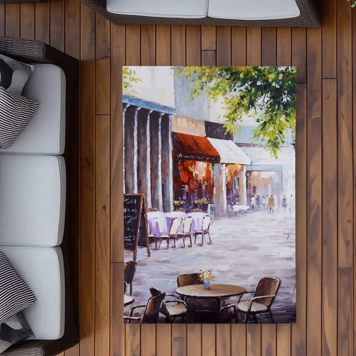 212 MAIN Contemporary Chenille Print Rectangular Waterproof Rug, 3x5 ft, Indoor-Outdoor Use, Street Scene Urban Charm Design, for Outdoor Restaurants & Kitchens, Modern Home Decor (Model C1ROAR35JBFD0H), Waterproof Outdoor Rug