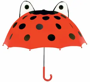 212 MAIN Kids’ Whimsical Umbrella - Child-Size Red Nylon Canopy, Whimsical Ladybug Animal Print, Cartoon Style Mini Umbrella, Ideal Gifts for Children