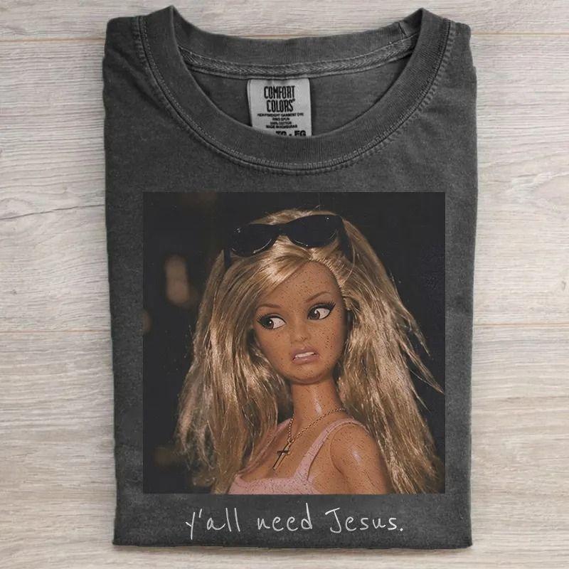 Comfort Colors Y’all Need Jesus Shirt, Funny Faith Graphic Tee, Christian Religious T-Shirt, Gift for Believers, Church Members and Bible Readers