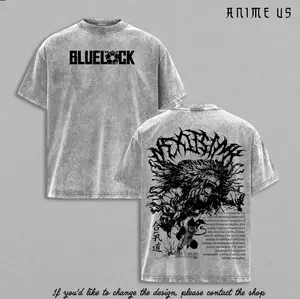 Shoei Baro Blue Lock King Soccer Anime Vintage Washed Oversized Graphic Tee Ego Striker Football Anime Streetwear Shirt