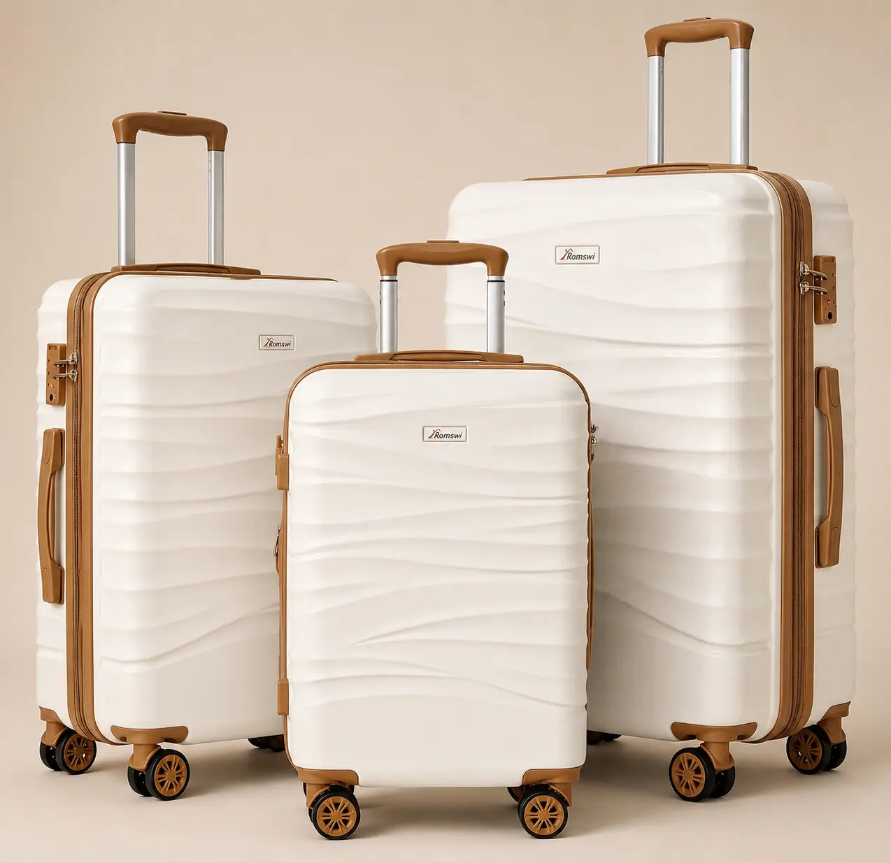 ROMSWI Luggage Set (3pcs/2pcs), Expandable PC+ABS Hardshell Suitcase Set with TSA Lock, Dual Spinner Wheels & YKK Zipper