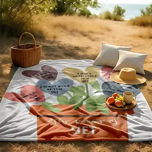 1 piece Positive mindset and the power of "Yet" inspirational quotes themed flannel blanket - Oversized comfortable fluffy sofa blanket, suitable for beds and sofas, modern geometric pattern design, all-season multi-purpose use, digital printing