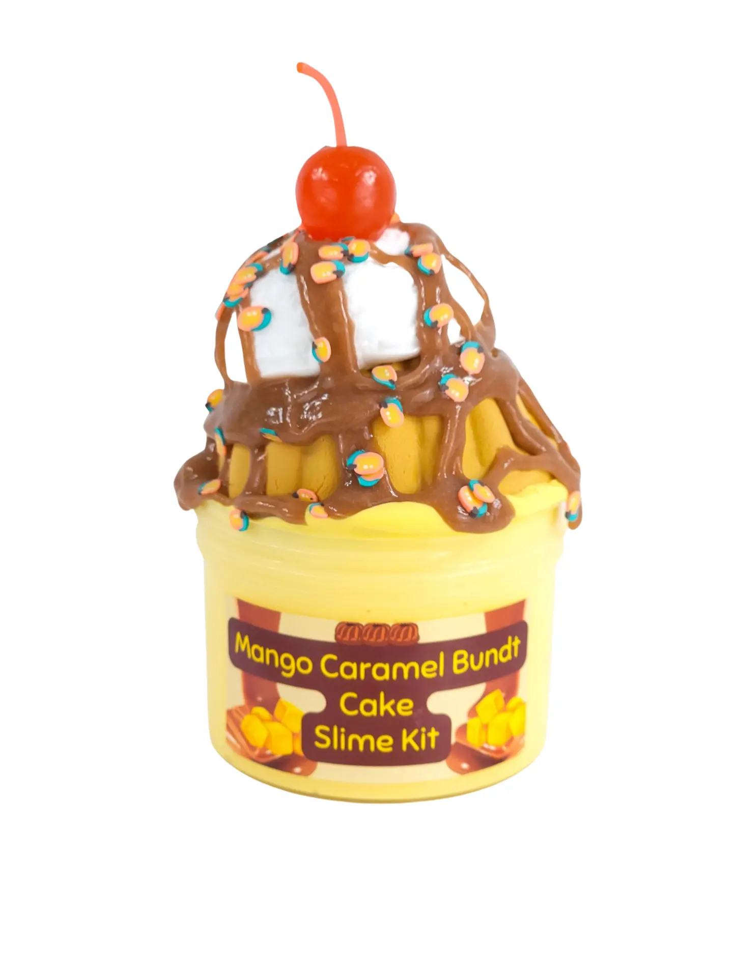 Caramel Mango Bundt Cake Slime Kit - Butter Slime Clay Kit - Scented Slime - Imagination Harvest Slime Shop - Stretchy Slime