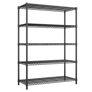 【Lightweight Outdoor Storage Rack】5-Tier 72‘’H Tool Storage Racks,Store Warehouse Shelving,Adjustable Metal Wire Storage Shelves Units for Pantry Organizer & Closet Rack,Kitchen storage shelves,Space-saving shelves,Essential for homemakers & parents,Black