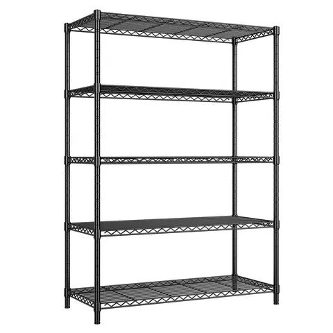 【Tool-Free/Easy for Women to Install】Lightweight Shelving in Pantry/Laundry/Bathroom,5-Tier Wire Shelving Unit,72‘’H Apartment Tool Storage Rack,Warehouse Shelving,Adjustable Wire Shelving for Kitchen,Commercial Shelving Unit,Essential for homemaker