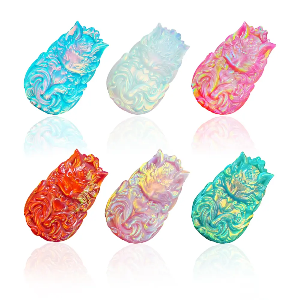 Sythentic Lab Opal Nine-tailed Fox Beads