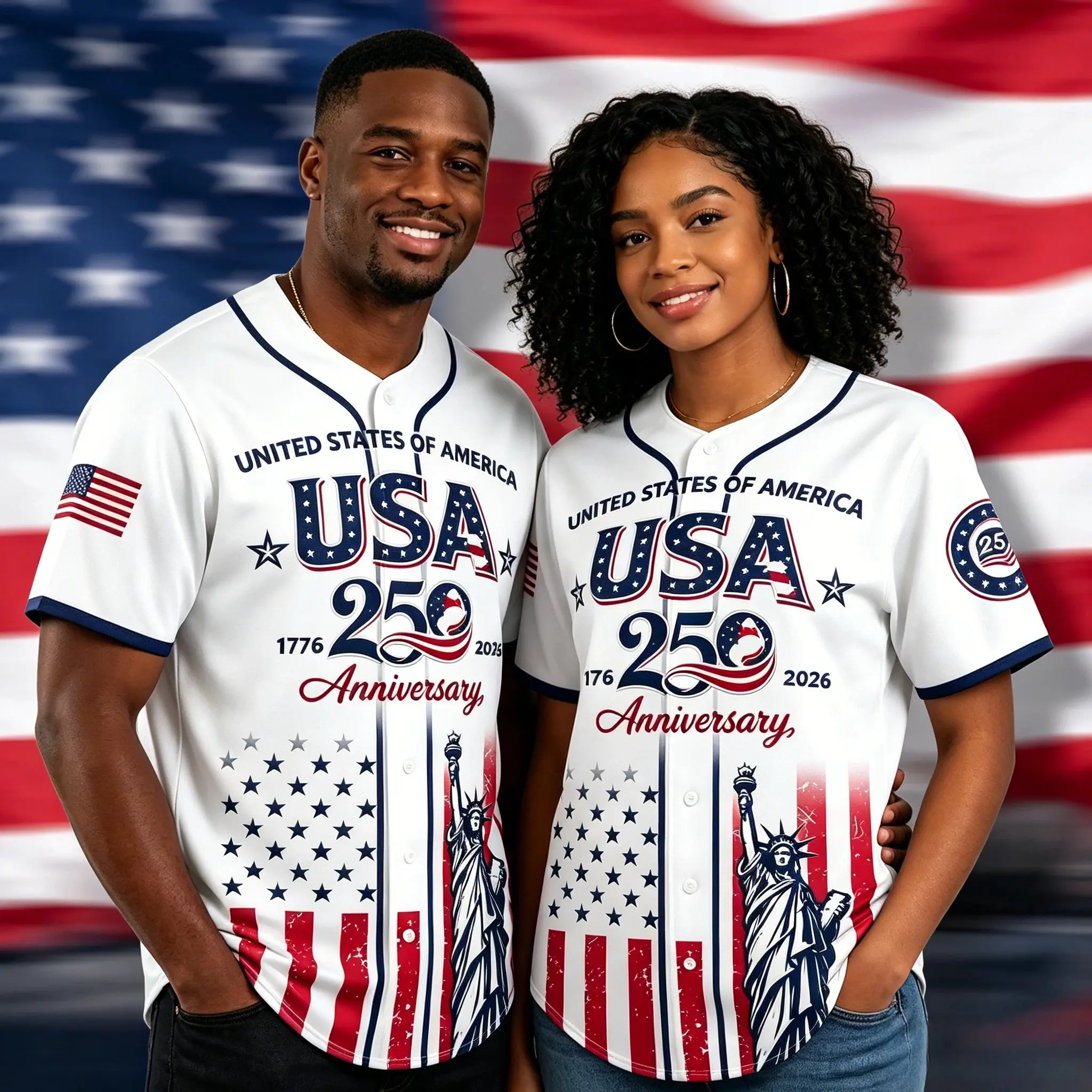 DealsforYouDays USA 250th Anniversary Unisex Classic Printed Baseball Jersey, Day 4th of July Outfit Casual Short Sleeve Sports Tee, Family Couple Matching Outfit, Fashion Streetwear for Men Women Youth