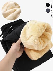 men's regular fit plain drawstring waist thermal lined jogger pants, casual warm waterproof zipper pocket trousers for daily wear, men's bottoms for winter, work trousers, men's work pants