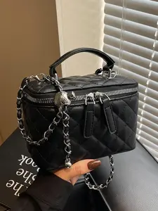 Women's Fashion Quilted Chain Decorated Handbag, Casual Versatile Chic Chain Crossbody Bag for Daily Commuting, Trendy All-match Commuter Bag for Work