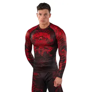 Venum Wolf Atak Long-Sleeve Rashguard, Black/Red, Sports & Outdoor Training Gear