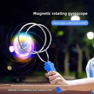 LED Rainbow Color Changing Magnetic Spinning Top Toy – Hand-Crank Powered, Multiplayer Battle, Stress Relief & Wrist Strength Training Fidget Toy for Adults Kids