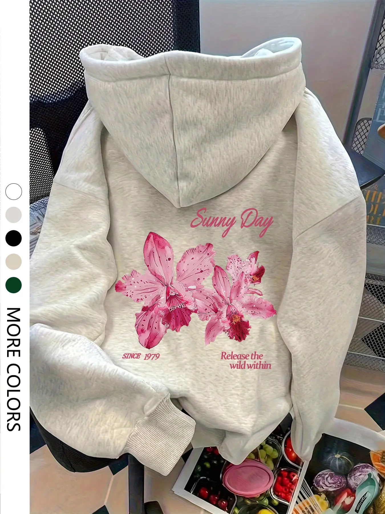 Women's Casual Hooded Sweatshirt, Leopard Print Floral Letter Design, Loose Fit Drawstring Pocket, Fall Winter Fashion Pullover, Casual Pullover Hoodie, With Hood