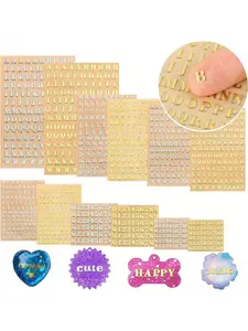 12pcs Mini Alphabet & Number Resin Stickers, Letter Stickers - Self-Adhesive, Glitter Golden & Silvery, 4.5mm/3mm - Perfect for DIY Epoxy Casting, Scrapbooking & Decor