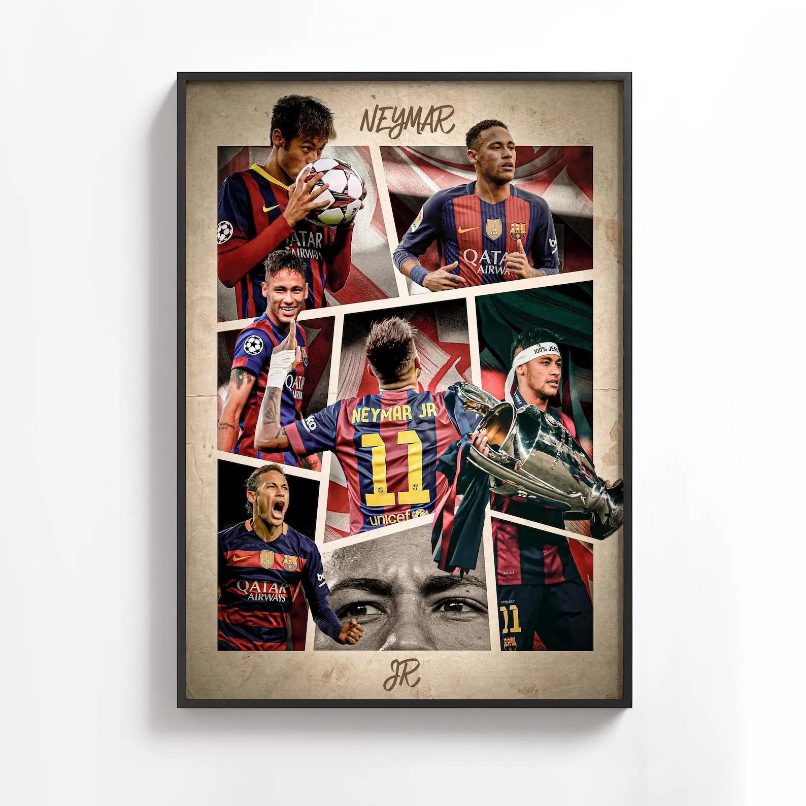 Neymar Poster, FC Barcelona Wall Decor, Football Gift, (Poster Print Unframed)
