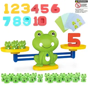 Arithmetic Education Toy Set, Frog Balance Number Toy, Intelligence Development Game, Parent-Child Interaction, Suitable for 3+ Years, Math Learning Tools, Math Learning Blocks, Number Counting Blocks, Table Math Games