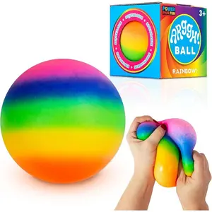 Arggh Rainbow Giant Stress Balls for Adults - 3.75 Inch Large Stress Balls for Kids Squishy Toys Ball Stress Relief Fidget Toy Sensory Ball Squeeze Toy for Boys Girls (Rainbow)