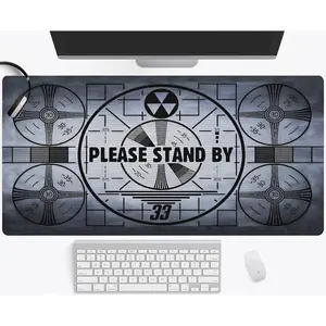 Fallout "Please Stand By" Large Mouse Pad - Ultra-Smooth Desk Mat with Stitched Edges, Non-Slip Waterproof Rubber Base