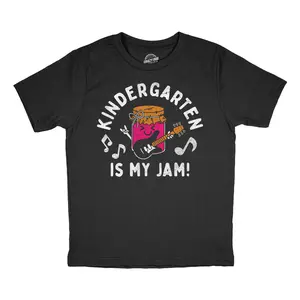 Youth Funny T Shirts Kindergarten Is My Jam Sarcastic School Graphic Novelty Tee For Kids Funny T Shirts Music Tops for Kid Funny Food Short Sleeve Novelty Tees for Kids Black -