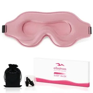Albatross Health 3D Sleep Eye Mask  100% BLACKOUT | LASH SAFE | 3D Contoured Sleep Mask | Zero Pressure Design | Includes Earplugs & Pouch