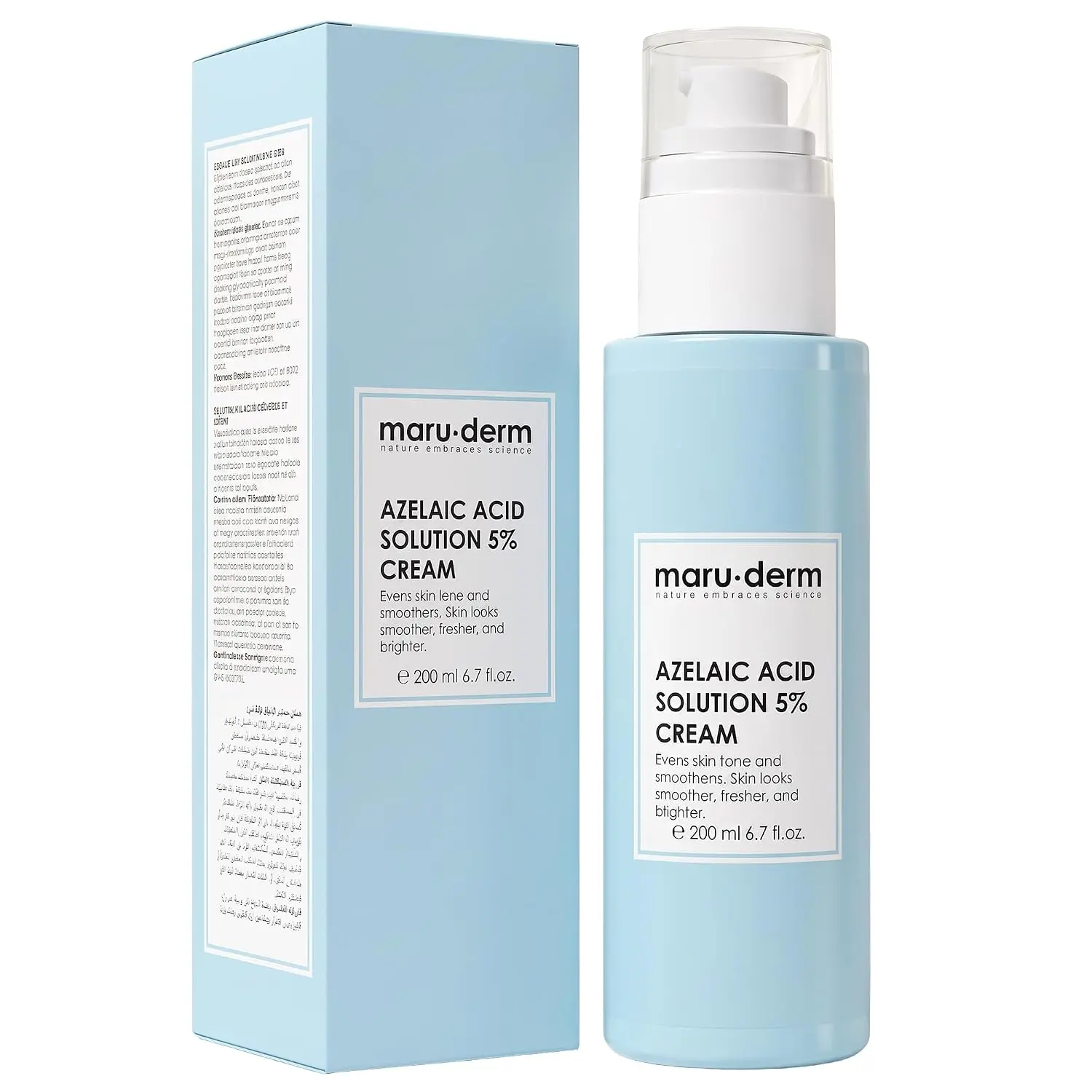 Maruderm Azelaic Acid 5% Cream — Soothing & Calming Moisturizer for the Appearance of Uneven Tone — With Squalane, Licorice & Hyaluronic Acid — Sensitive-Skin Friendly, 6.7 Fl. Oz. (200 mL)