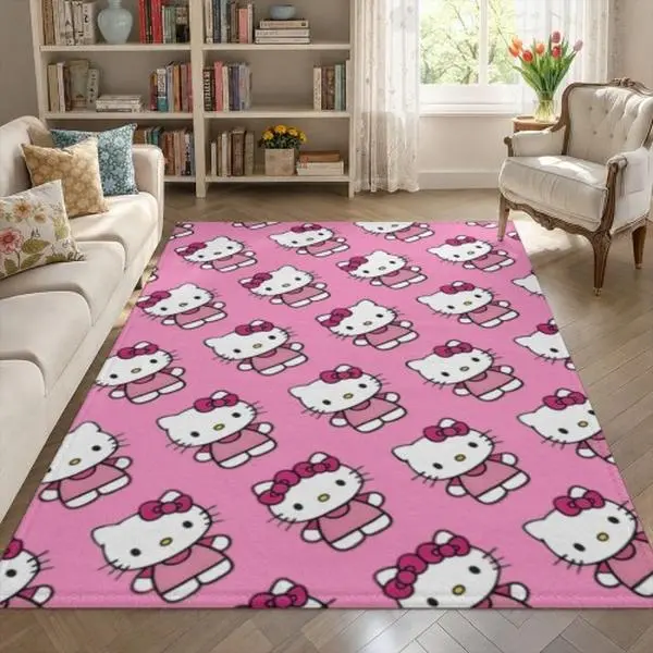 Authentic Sanrio Licensed Hello Kitty Large Square Velvet Rug - Ultra-Soft Plush Surface, Home Decor Accessory