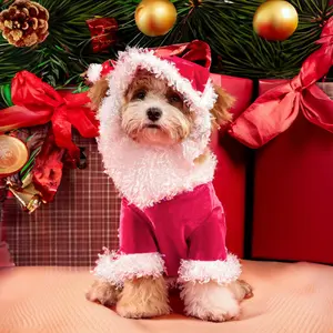 Christmas Dog Costume Santa Claus Dress Up Fun Puppy Clothes Pet Party Dress Up