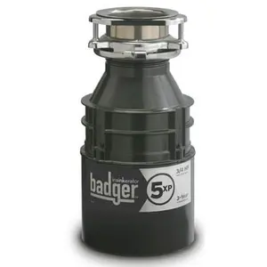 212 MAIN In-sink-erator Badger 5XP Compact Continuous Feed Food Waste Disposal, Galvanized Steel Kitchen Sink Fixture