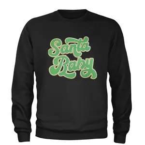 Green Santa Baby Chenille Patch Adult Crewneck Sweatshirt