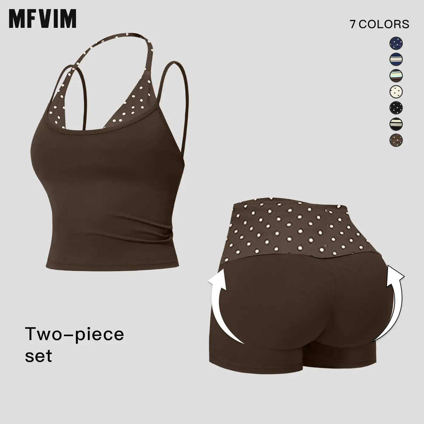MFVIM women’s color-block double-layer halter yoga tank top set with high-waisted butt-lifting athletic shorts, two-piece nude-feel fitness outfit,travel essentials,camping essentials