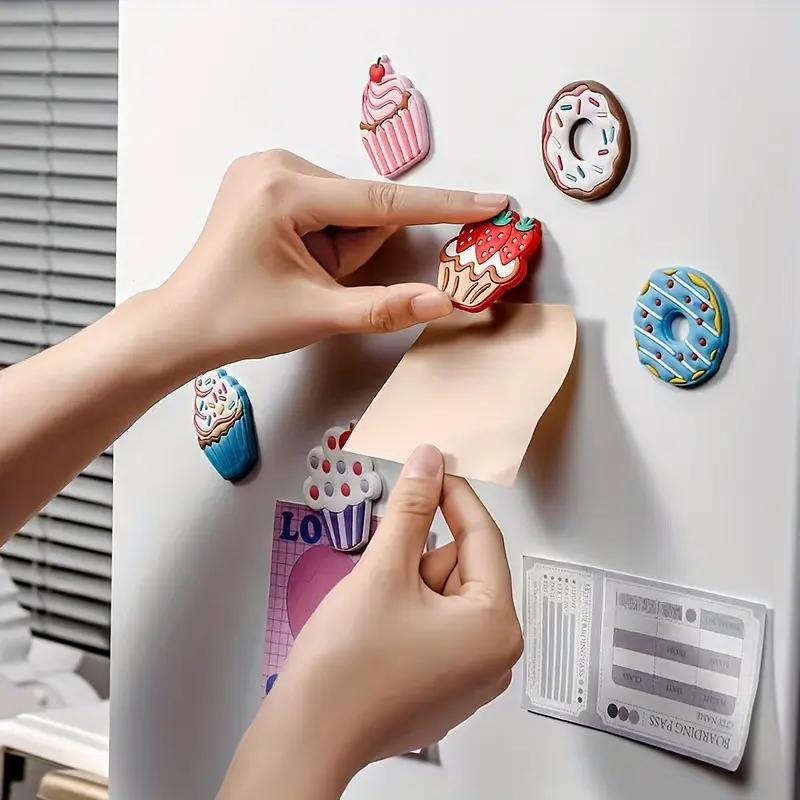 7pcs, Strawberry shortcake magnet, Fridge Magnets, Donut Shaped Fridge Magnets, Whiteboard Magnets Sticker, Decorative Refrigerator Magnets, Office Kitchen Magnets, Chrismas Gifts, Home Decoration, Cute Magnets For Fridge